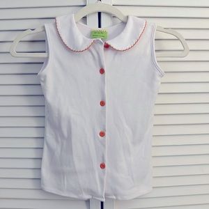 Girls - sz 10 Button-front tank with embroidered Peter Pan collar
